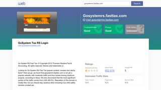 Everything on gosystemrs.fasttax.com. GoSystem Tax RS Login.
