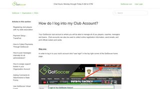 How do I log into my Club Account? – GotSoccer