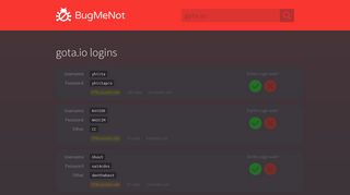 gota.io passwords - BugMeNot