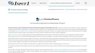 Premium Finance Lending - Input 1 LLC