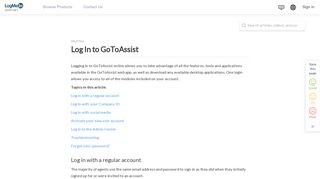 Log In to GoToAssist - LogMeIn Support - LogMeIn, Inc.