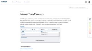 Manage Team Managers - LogMeIn Support - LogMeIn, Inc.