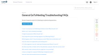 General GoToMeeting Troubleshooting FAQs - LogMeIn Support