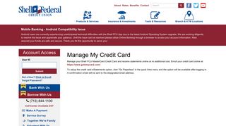 Shell FCU | Manage My Credit Card