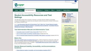 Student Accessibility Resources and Test Settings - Caaspp