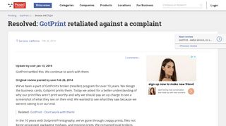 Resolved: Gotprint retaliated against a complaint Jan 13, 2016 ...