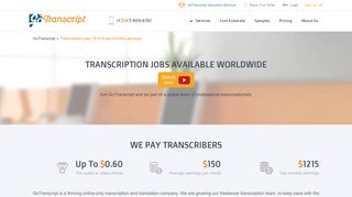 Transcription jobs | $1215 top monthly earnings - GoTranscript