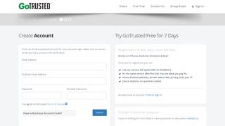 GoTrusted VPN - Create An Account
