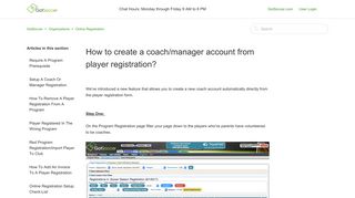 How to create a coach/manager account from player ... - GotSoccer