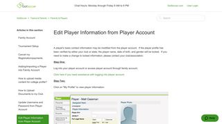 Edit Player Information from Player Account – GotSoccer