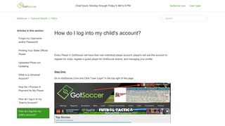 How do I log into my child's account? – GotSoccer