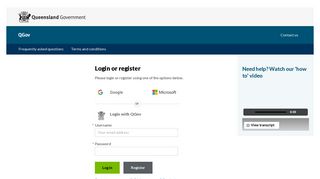 QGov: Login or register