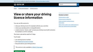 View or share your driving licence information - GOV.UK