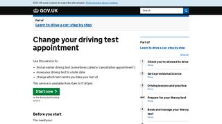 Change your driving test appointment - GOV.UK