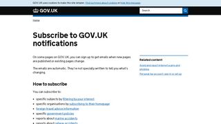 Subscribe to GOV.UK notifications - GOV.UK