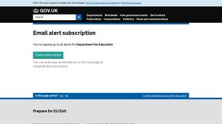 Department for Education - Email alert subscription - GOV.UK