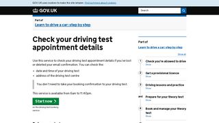 Check your driving test appointment details - GOV.UK