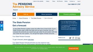 Get A State Pension Forecast - The Pensions Advisory Service