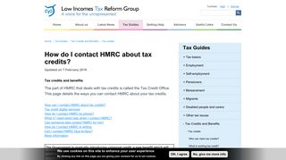 How do I contact HMRC about tax credits? | Low Incomes Tax Reform ...