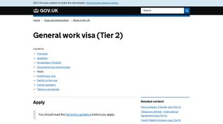 General work visa (Tier 2): Apply - GOV.UK