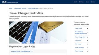 Travel Charge Card FAQs - Program Support Center
