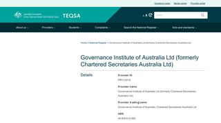 Governance Institute of Australia Ltd (formerly Chartered Secretaries ...