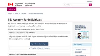 My Account for Individuals - Canada.ca - Government of Canada
