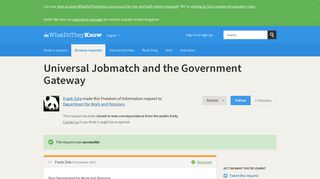 Universal Jobmatch and the Government Gateway - a Freedom of ...
