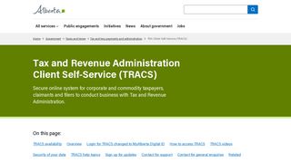 TRA Client Self-Service (TRACS) | Alberta.ca - Government of Alberta