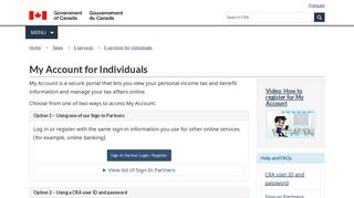 My Account for Individuals - Canada.ca - Government of Canada