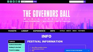 Info – The Governors Ball Music Festival