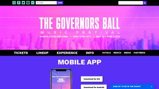 Mobile App – The Governors Ball Music Festival