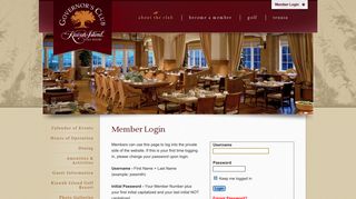 The Governor's Club Member Login