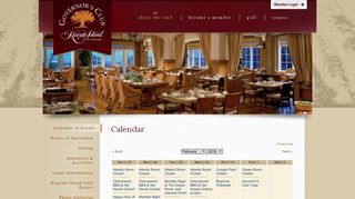 The Governor's Club View Monthly Calendar