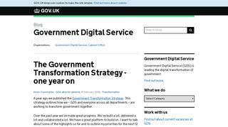 The Government Transformation Strategy - one year on - GDS blog