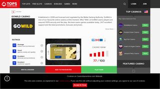 GoWild Casino | Online Casino Reviews | CasinoTopsOnline.com