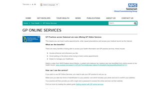 GP Online Services - Somerset CCG