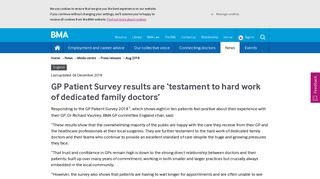 BMA - GP Patient Survey results are 'testament to hard work of ...