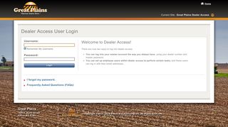 Great Plains Dealer Access: Dealer Access User Login