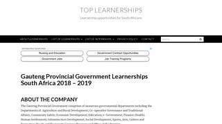 Gauteng Provincial Government Learnerships 2018 - 2019