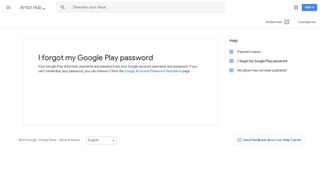 I forgot my Google Play password - Artist Hub Help - Google Support