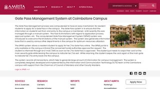 Gate Pass Management System at Coimbatore Campus | Amrita ...
