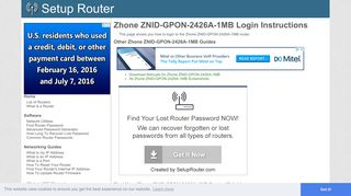 How to Login to the Zhone ZNID-GPON-2426A-1MB - SetupRouter