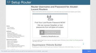 Router Username and Password for Alcatel-Lucent Routers