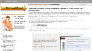 Simple Cambridge Industries Group GPON G-93RG1 Router Port ...