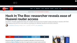 Hack In The Box: researcher reveals ease of Huawei router access ...