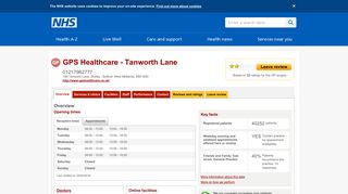 Overview - GPS Healthcare - Tanworth Lane - NHS