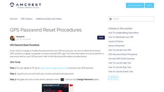 GPS Password Reset Procedures – Amcrest
