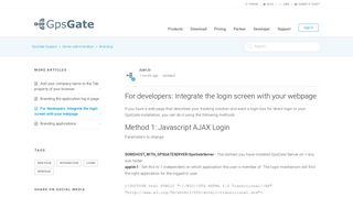 For developers: Integrate the login screen with your ... - GpsGate Support