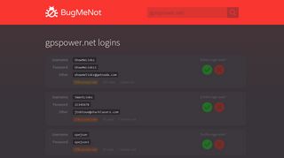gpspower.net passwords - BugMeNot